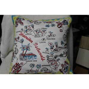 Hawaiian Islands Map Pillow Case With A Mainstays Pillow 16"Retro Map(Pre-Owned)